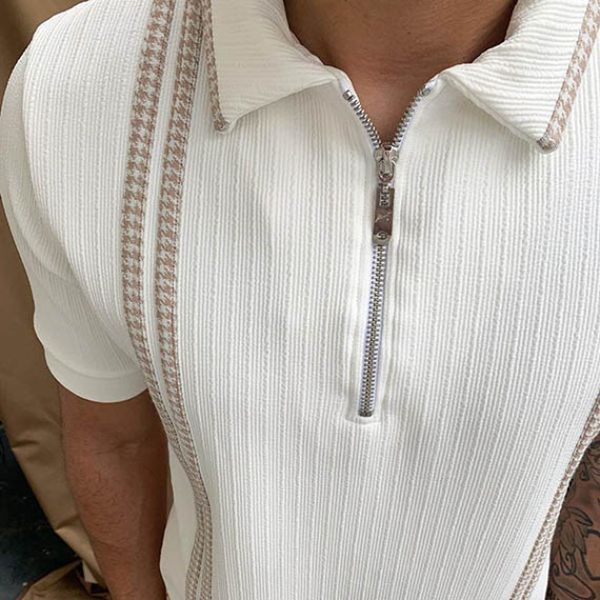 polished pattern men's zipper polo t shirt comfortable breathable fashionable cool daily travel work party, White;black
polished pattern men's zipper polo t shirt comfortable breathable fashionable cool daily travel work party, White;black