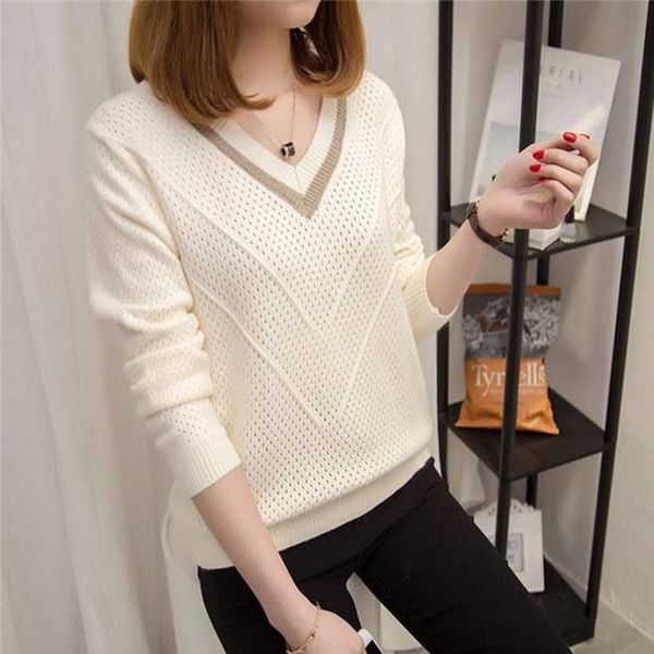 2021 fashion all-match women's autumn new style clip color v-neck pullover korean sweater women clothes, White;black
2021 fashion all-match women's autumn new style clip color v-neck pullover korean sweater women clothes, White;black