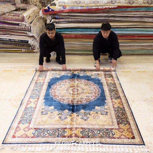 carpets yilong 5.5'x8' persian carpet medallion rectangle vantage blue handmade silk rugs india (zqg424)
carpets yilong 5.5'x8' persian carpet medallion rectangle vantage blue handmade silk rugs india (zqg424)