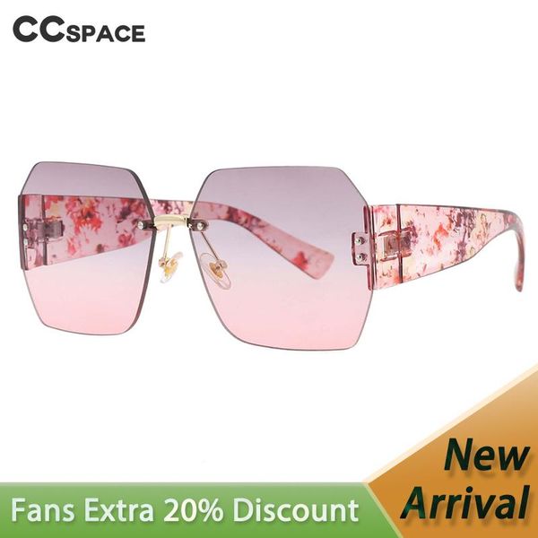 sunglasses 53379 large size rimless floral ladies decorative elegant temperament women's shades uv400, White;black 
sunglasses 53379 large size rimless floral ladies decorative elegant temperament women's shades uv400, White;black