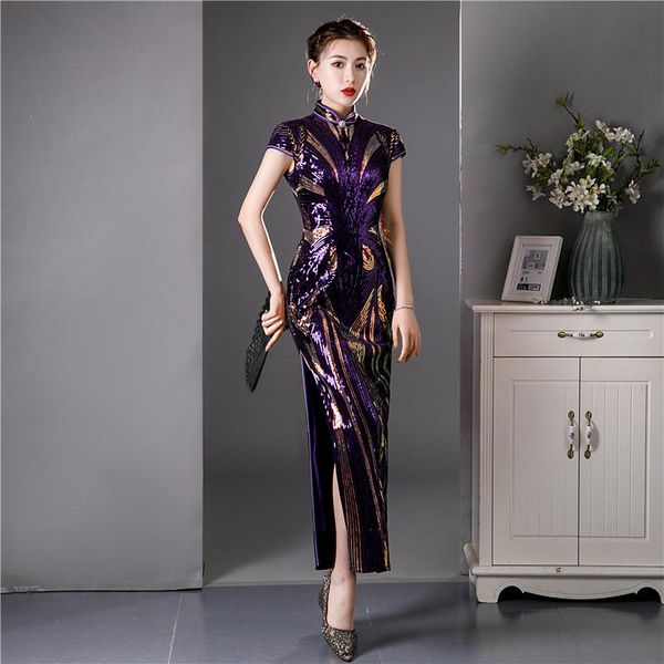 ethnic clothing exquisite bling sequins classic button dress gown velour female qipao chinese spring cheongsam vintage collar vestidos, Red
ethnic clothing exquisite bling sequins classic button dress gown velour female qipao chinese spring cheongsam vintage collar vestidos, Red