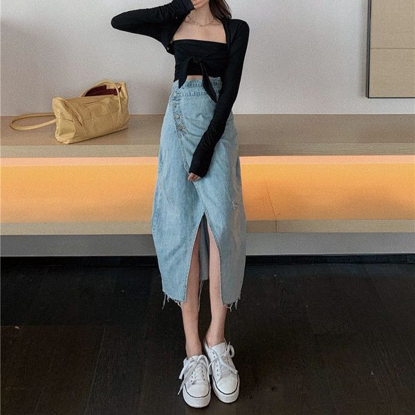 long denim skirt women streetwear irregular split skirt harajuku cool casual a-line y2k skirt women korean style 2020 autumn new, White;black
long denim skirt women streetwear irregular split skirt harajuku cool casual a-line y2k skirt women korean style 2020 autumn new, White;black