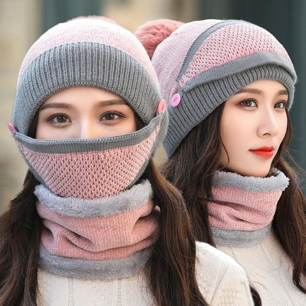 hat winter women's mask hat for girls scarf thick warm fleece inside knitted scarf set winter riding fashion hats, Black
hat winter women's mask hat for girls scarf thick warm fleece inside knitted scarf set winter riding fashion hats, Black