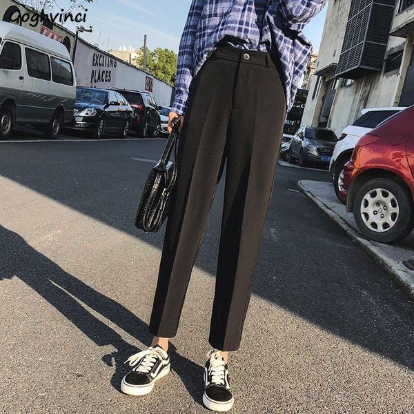 women's pants & capris women casual high waist button ankle-length black baggy korean style chic all-match ins female trousers elegant, Black;white
women's pants & capris women casual high waist button ankle-length black baggy korean style chic all-match ins female trousers elegant, Black;white