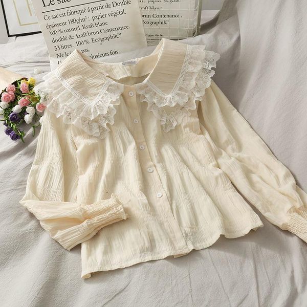 women's blouses & shirts blouse women shirt lace flyaway jacket female 2021 spring clothing blusas mujer de moda, White
women's blouses & shirts blouse women shirt lace flyaway jacket female 2021 spring clothing blusas mujer de moda, White