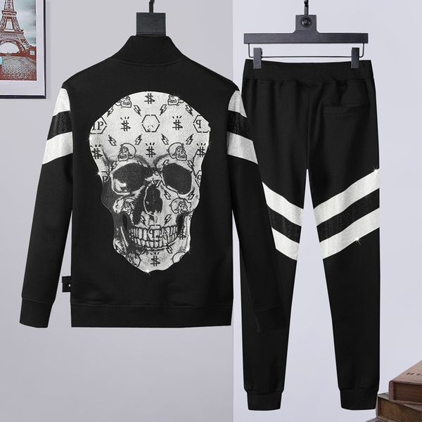 2 pieces sets tracksuit men skull autumn winter jacket sweatshirt +drawstring pants phillip plain male sport hoodies running sportswear, Gray
2 pieces sets tracksuit men skull autumn winter jacket sweatshirt +drawstring pants phillip plain male sport hoodies running sportswear, Gray