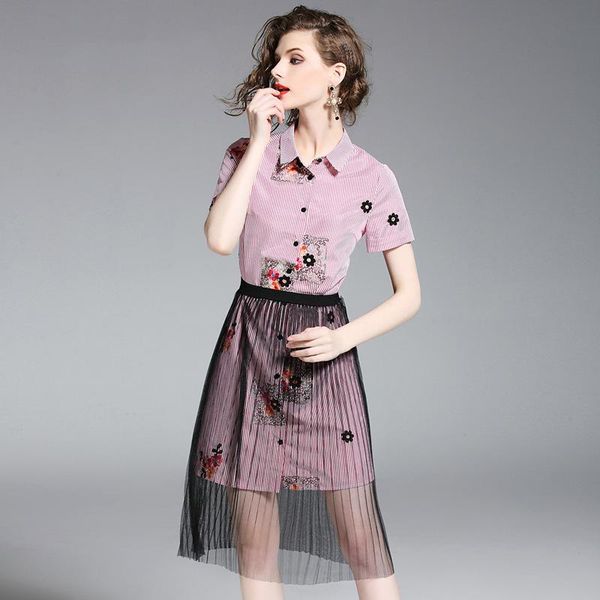 skirts europe and america summer fashion classic vertical stripes was thin short-sleeved round neck embroidered dress, Black
skirts europe and america summer fashion classic vertical stripes was thin short-sleeved round neck embroidered dress, Black