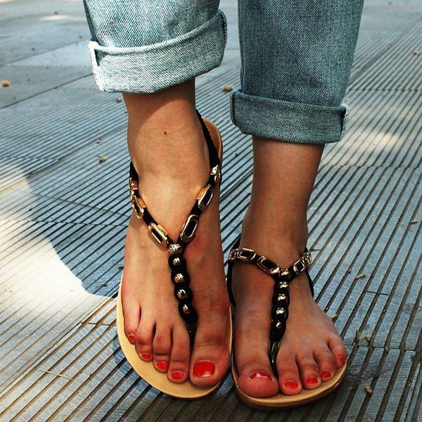 summer new bohemian sandals flat with flat women's shoes gold beaded toe women's sandals ladies, Black
summer new bohemian sandals flat with flat women's shoes gold beaded toe women's sandals ladies, Black