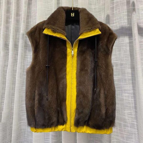 women's fur & faux whole skin natural real mink coat 2021 brand vest short clothes overcoat female, Black
women's fur & faux whole skin natural real mink coat 2021 brand vest short clothes overcoat female, Black
