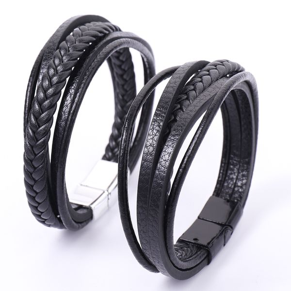 wholesale hand woven multilayer men's bracelet jewelry national style retro alloy magnetic buckle leather bracelet, Golden;silver
wholesale hand woven multilayer men's bracelet jewelry national style retro alloy magnetic buckle leather bracelet, Golden;silver