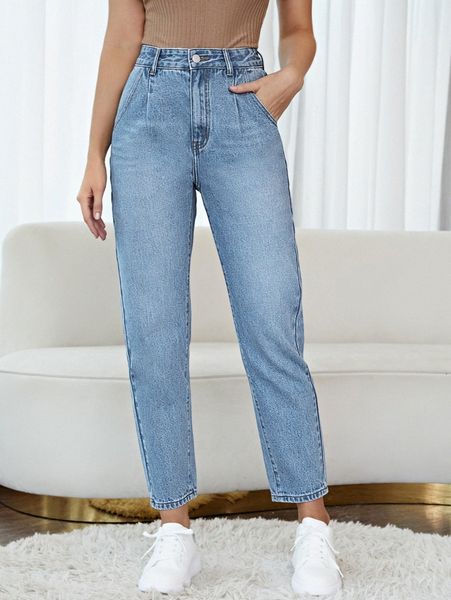 high waist mom fit jeans n3io#, Blue
high waist mom fit jeans n3io#, Blue