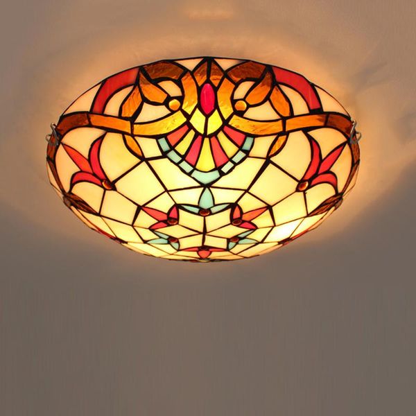 baroque tiffany mediterranean style glass ceiling light pastoral round glass lampshade lamparas de techo abajur 110-240v e27
baroque tiffany mediterranean style glass ceiling light pastoral round glass lampshade lamparas de techo abajur 110-240v e27