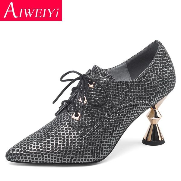 dress shoes woman high heels snake print genuine leather heeled metal lace up ladies party pumps, Black
dress shoes woman high heels snake print genuine leather heeled metal lace up ladies party pumps, Black