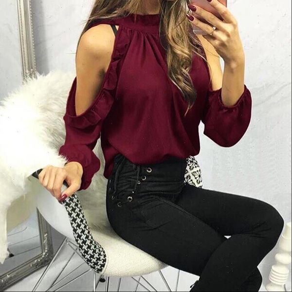2021 new women fashion open shoulder blouse summer long sleeve ruffle burgundy pink shirt casual loose blouse blusas, White
2021 new women fashion open shoulder blouse summer long sleeve ruffle burgundy pink shirt casual loose blouse blusas, White