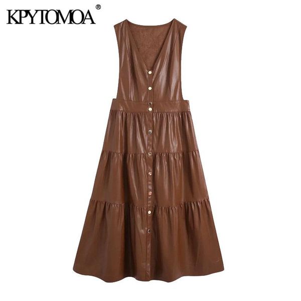 kpytomoa women 2021 chic fashion faux leather ruffled pinafore midi dress vintage sleeveless snap-button female dresses mujer, Black;gray
kpytomoa women 2021 chic fashion faux leather ruffled pinafore midi dress vintage sleeveless snap-button female dresses mujer, Black;gray