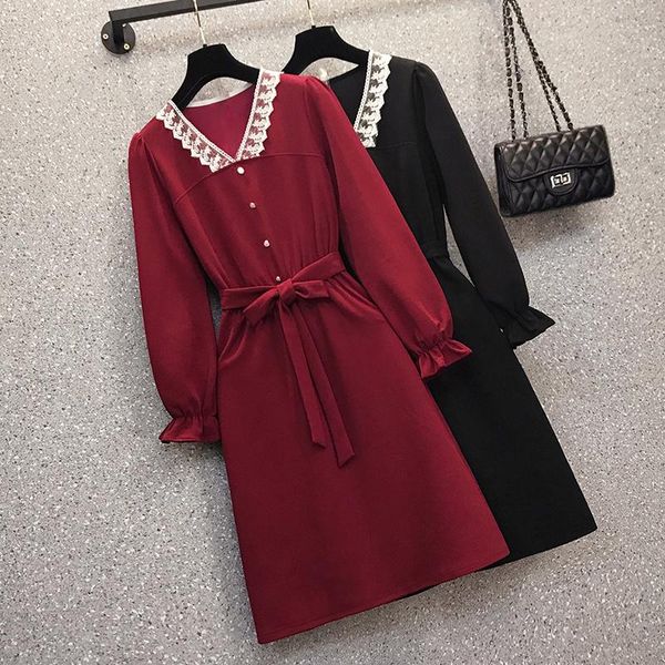 plus size dresses kekeplus long sleeve lace neck slim dress oversized women spring autumn fashion vintage lady korean robe 18124, Black
plus size dresses kekeplus long sleeve lace neck slim dress oversized women spring autumn fashion vintage lady korean robe 18124, Black
