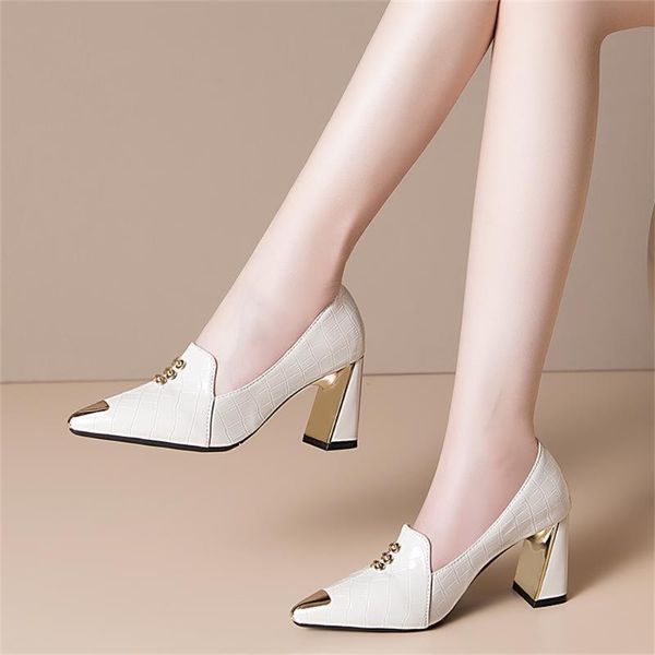dress shoes spring and autumn breathable single women soft leather thick heel pointed fashion temperament, Black
dress shoes spring and autumn breathable single women soft leather thick heel pointed fashion temperament, Black