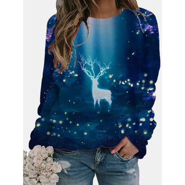 elk pattern female fashion 3d printing short slim t-shirt autumn long sleeve round neck basic leisure, White
elk pattern female fashion 3d printing short slim t-shirt autumn long sleeve round neck basic leisure, White