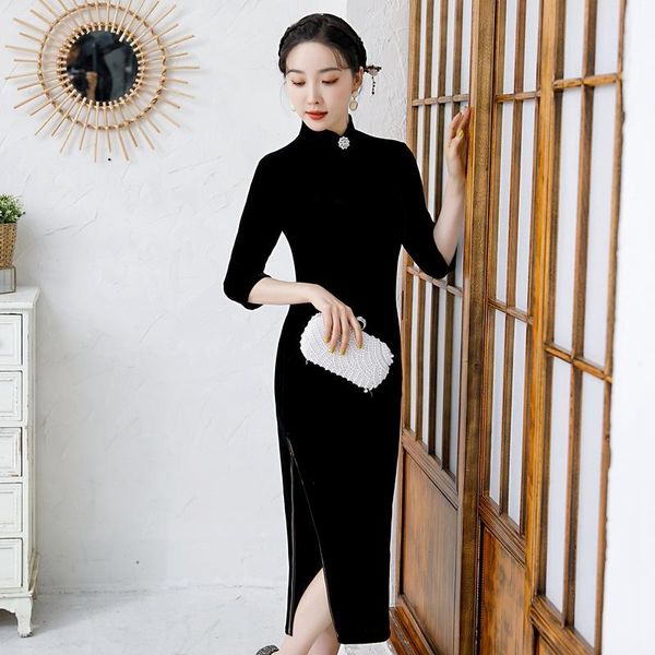ethnic clothing oversize 3xl-5xl black banquet party dresses gown chinese style cheongsam velour qipao vintage button mid length vestid, Red
ethnic clothing oversize 3xl-5xl black banquet party dresses gown chinese style cheongsam velour qipao vintage button mid length vestid, Red