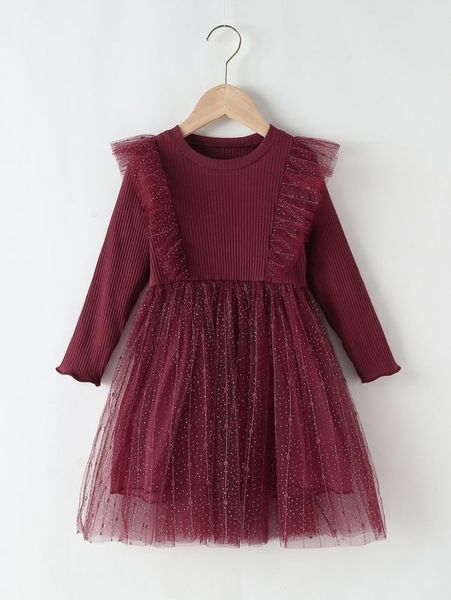 toddler girls ruffle trim mesh panel dress she, Red;yellow
toddler girls ruffle trim mesh panel dress she, Red;yellow