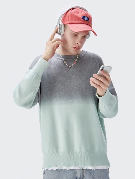 men drop shoulder ombre sweater v4no#, White;black
men drop shoulder ombre sweater v4no#, White;black