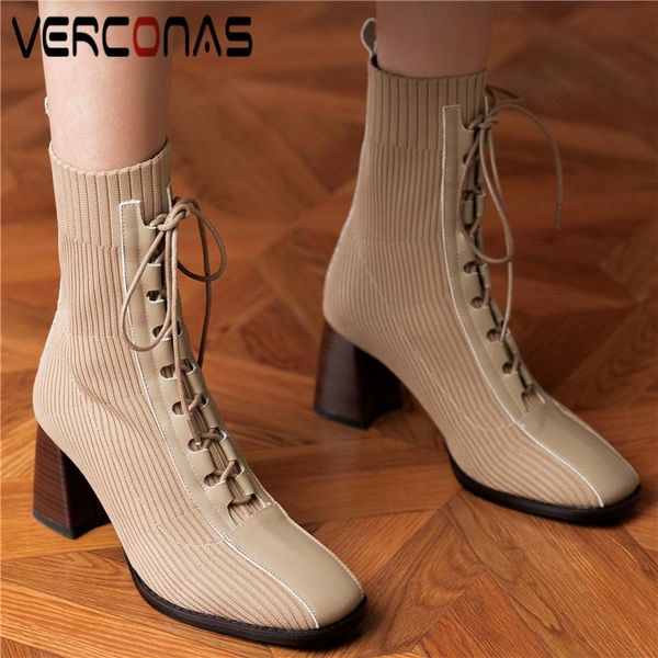 boots verconas autumn office lady party women mid-calf fashion elegant genuine leather knitting lace-up thick heels shoes woman, Black
boots verconas autumn office lady party women mid-calf fashion elegant genuine leather knitting lace-up thick heels shoes woman, Black