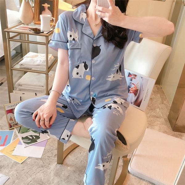 2021 new cartoon print pajamas for women's set sweet cotton animal printing button summer mujer pijama sleepwear nightwear pizama w9sv, Black;red
2021 new cartoon print pajamas for women's set sweet cotton animal printing button summer mujer pijama sleepwear nightwear pizama w9sv, Black;red