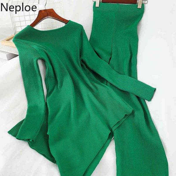 neploe knitted 2 piece set women solid o neck sleeve irregular + stretch high waist long pants fashion suits 1b183, White
neploe knitted 2 piece set women solid o neck sleeve irregular + stretch high waist long pants fashion suits 1b183, White
