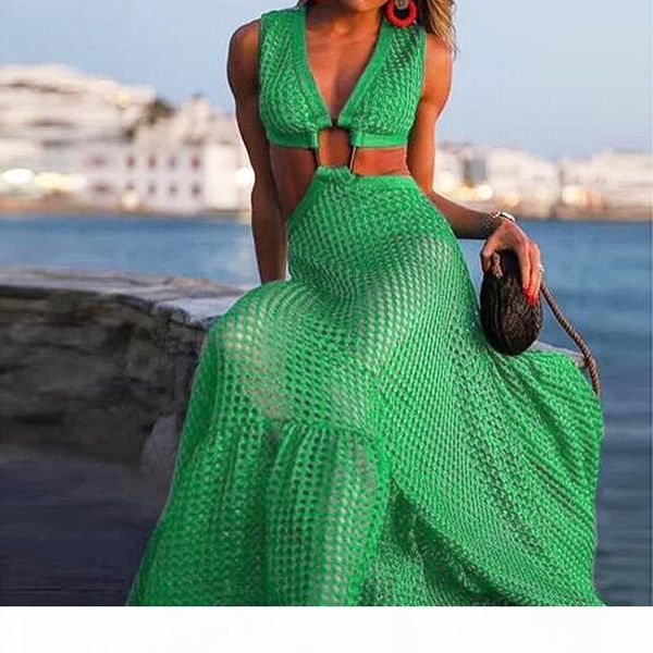 summer green mesh dress womens fashion big swing solid dress chest metal round ring party long for female, Black;gray
summer green mesh dress womens fashion big swing solid dress chest metal round ring party long for female, Black;gray
