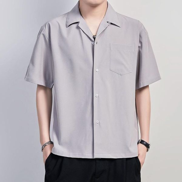 men's casual shirts summer solid color shirt short sleeve cuban collar for men white black harujuku korean streetwear clothing
men's casual shirts summer solid color shirt short sleeve cuban collar for men white black harujuku korean streetwear clothing