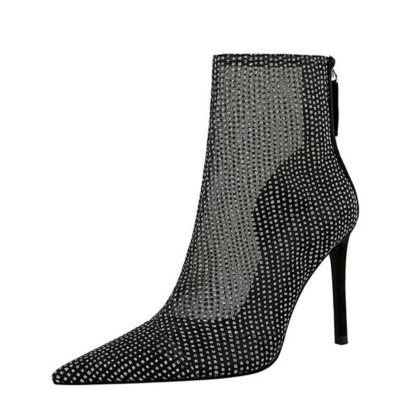 boots for women fashion pointed toe mesh bud silk hollow out high heels, Black
boots for women fashion pointed toe mesh bud silk hollow out high heels, Black