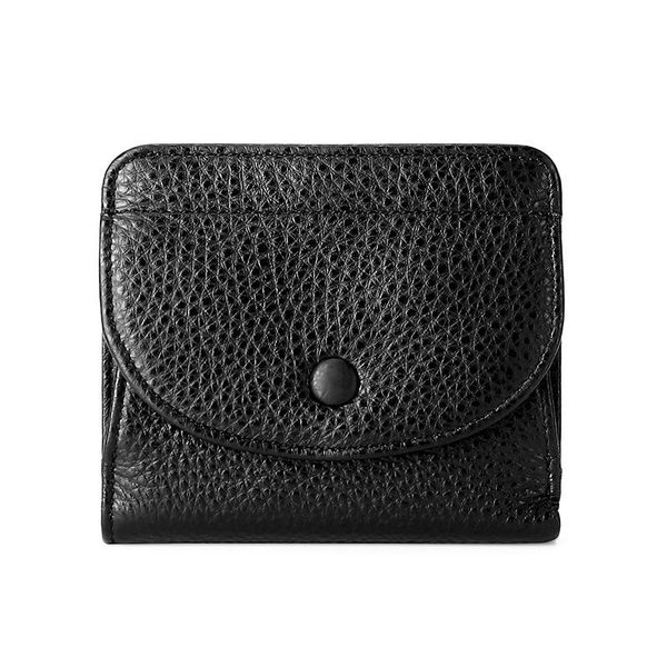 wallets mini coin bag men rfid genuine leather double buckle card female short paragraph change purse portable wallet, Red;black