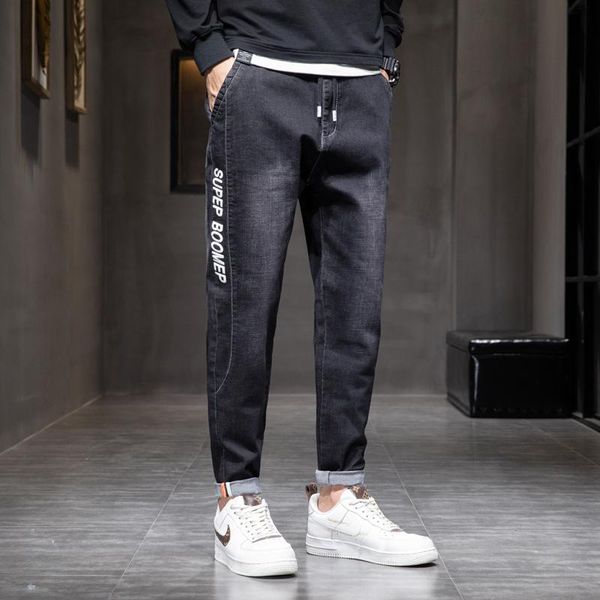 men's jeans autumn loose harem stretch straight fashion letter print pencil pants male high-end brand streetwear denim trousers, Blue
men's jeans autumn loose harem stretch straight fashion letter print pencil pants male high-end brand streetwear denim trousers, Blue