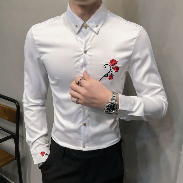 men's casual shirts long sleeve embroidered streetwear work white shirt season solid color party slim men wedding black nn82, White;black
men's casual shirts long sleeve embroidered streetwear work white shirt season solid color party slim men wedding black nn82, White;black