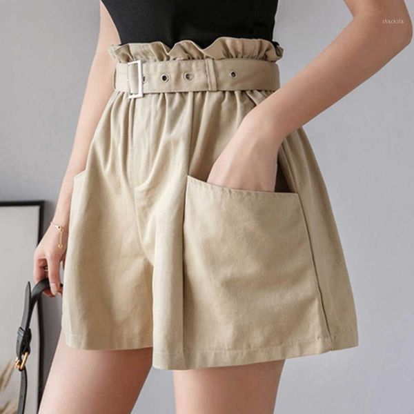 women's shorts 2021 summer loose women high waist solid wide leg streetwear short pants with belt pocket korean sweet girls, White;black
women's shorts 2021 summer loose women high waist solid wide leg streetwear short pants with belt pocket korean sweet girls, White;black