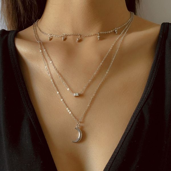 women dress moon heart pendant necklaces europe retro multi layer thin clavicle chain alloy beads lovers party gift necklace jewelry accesso, Silver
women dress moon heart pendant necklaces europe retro multi layer thin clavicle chain alloy beads lovers party gift necklace jewelry accesso, Silver