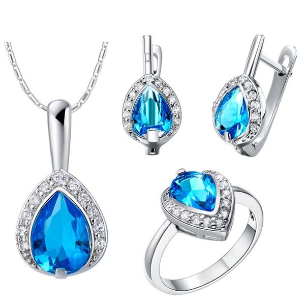 earrings & necklace wholesale fashion and elegant white gold heart shape blue zircon jewelry set women ladies necklace/ring/earrings t292-6#, Silver
earrings & necklace wholesale fashion and elegant white gold heart shape blue zircon jewelry set women ladies necklace/ring/earrings t292-6#, Silver