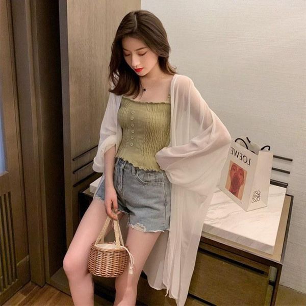 women's blouses & shirts casual loose long shirt women sleeve open front chiffon blouse sun protection summer beach cardigan, White
women's blouses & shirts casual loose long shirt women sleeve open front chiffon blouse sun protection summer beach cardigan, White