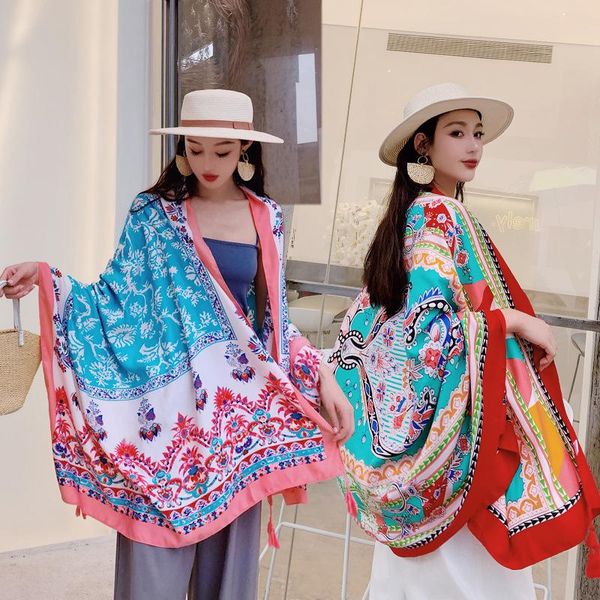 scarves ethnic wind scarf female tassel printing large shawl spring and summer travel silk seaside holiday sunscreen beach tow, Blue;gray
scarves ethnic wind scarf female tassel printing large shawl spring and summer travel silk seaside holiday sunscreen beach tow, Blue;gray