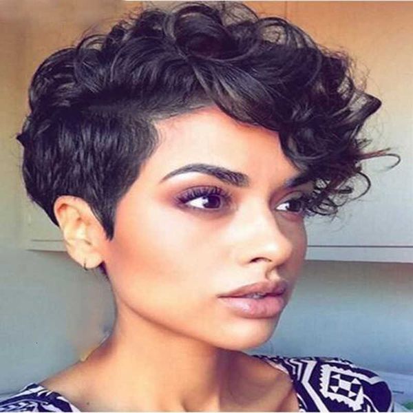 arriving short cut wig simulation human hair wig fashion short curl wigs, Black
arriving short cut wig simulation human hair wig fashion short curl wigs, Black