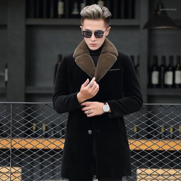 alpaca wool winter coat men's down jacket mink lapel sheep shearing mid-length casual warm leather & faux, Black
alpaca wool winter coat men's down jacket mink lapel sheep shearing mid-length casual warm leather & faux, Black