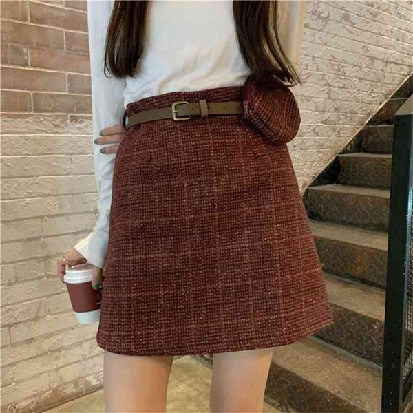 with bag short skirt female high waist a pack-line skirt woolen lattice plaid midi belt purse plus size clothing 210601, Black
with bag short skirt female high waist a pack-line skirt woolen lattice plaid midi belt purse plus size clothing 210601, Black