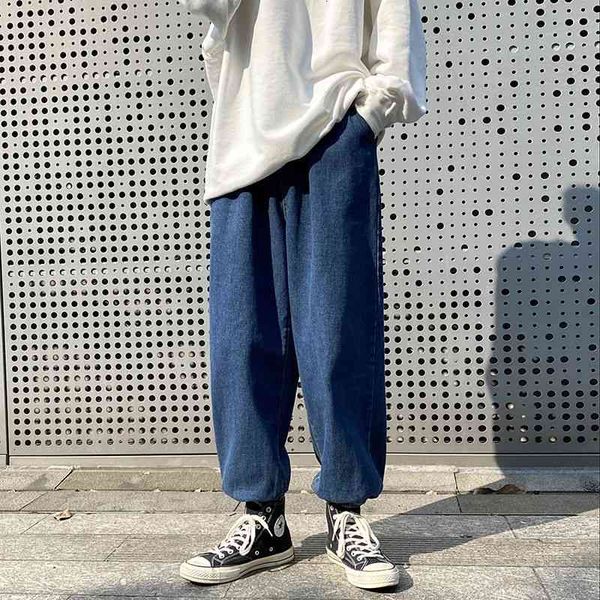 men's jeans korean straight fashion retro casual drawstring men streetwear wild loose hip-hop denim trousers mens s-2xl e8c6, Blue
men's jeans korean straight fashion retro casual drawstring men streetwear wild loose hip-hop denim trousers mens s-2xl e8c6, Blue