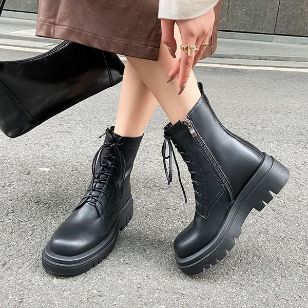 boots 2021 ins woman real leather ankle lace up shoes short winter warm platform heel footwear size 34-43, Black
boots 2021 ins woman real leather ankle lace up shoes short winter warm platform heel footwear size 34-43, Black