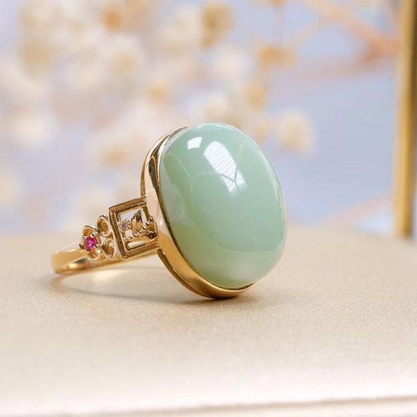 cluster rings designer original natural hetian jade unstructured pink green opening adjustable ring elegant retro luxury ladies jewelry, Golden;silver
cluster rings designer original natural hetian jade unstructured pink green opening adjustable ring elegant retro luxury ladies jewelry, Golden;silver