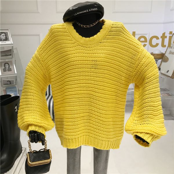 spring loose design and lazy knitting long-sleeve soft knit sweater est9, White;black
spring loose design and lazy knitting long-sleeve soft knit sweater est9, White;black