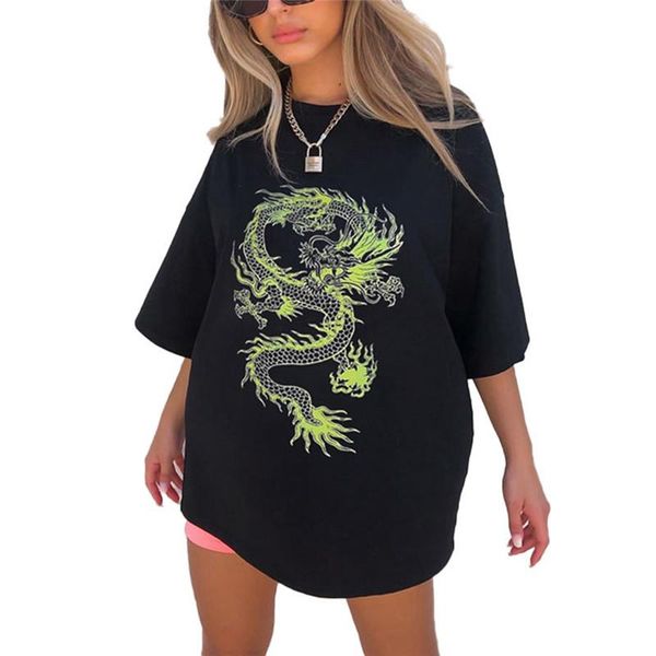women's t-shirt fashion dragon print women plus size short sleeve casual streetwear oversized loose t shirts basic tshirts ladies summe, White
women's t-shirt fashion dragon print women plus size short sleeve casual streetwear oversized loose t shirts basic tshirts ladies summe, White