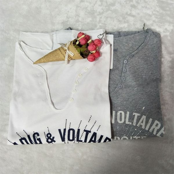 women tshirt spring summer women short sleeve t-shirt with letter print rhinestones and buttons 210316, White
women tshirt spring summer women short sleeve t-shirt with letter print rhinestones and buttons 210316, White