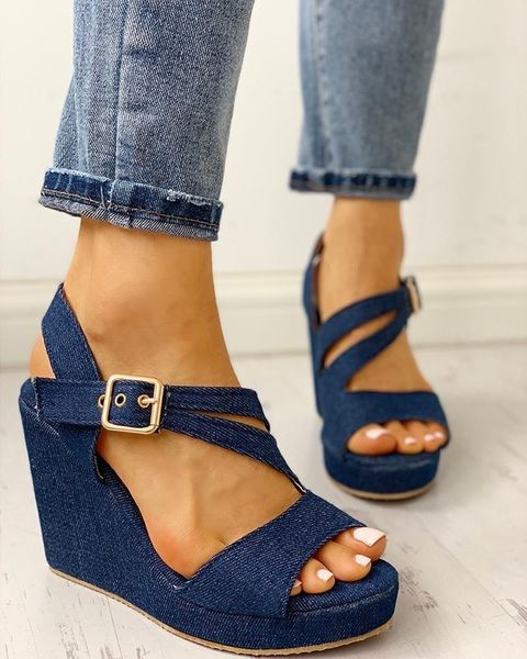 sandals summer platform blue denim wedges for women jeans causal high heel open toe buckle strap sandalias mujer shoes woman, Black
sandals summer platform blue denim wedges for women jeans causal high heel open toe buckle strap sandalias mujer shoes woman, Black