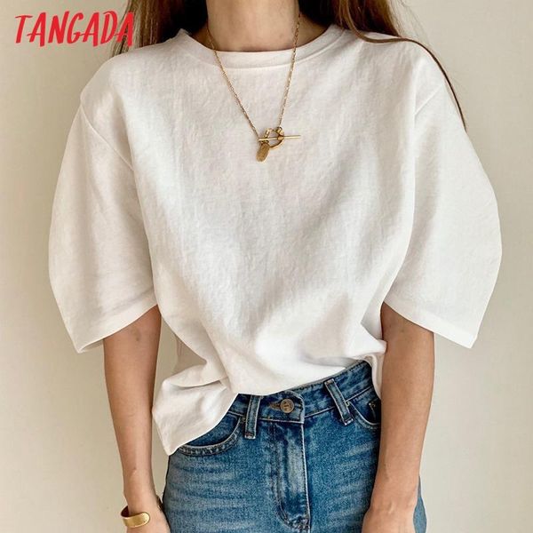 women's t-shirt tangada 2021 women cotton t shirt puff short sleeve o neck tees ladies casual tee street wear ai21, White
women's t-shirt tangada 2021 women cotton t shirt puff short sleeve o neck tees ladies casual tee street wear ai21, White